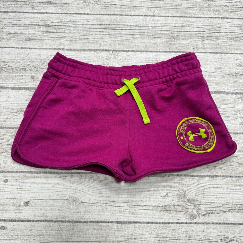 Under Armour Shorts Women's Small Purple Fleece Lined Athletic Fit Gym Training
